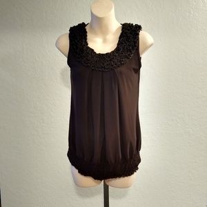 KU Fashion Brown Ruffles Sleeveless Top Small Girl or Woman